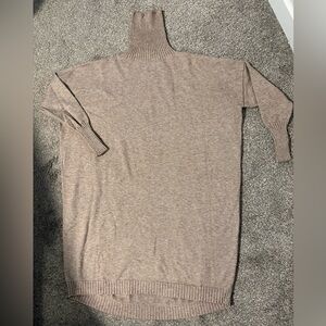 Tan Turtleneck Sweater Dress